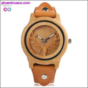 Moose Deer Elk Face Bamboo Wrist Watch - plusminusco.com