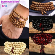 Multi layer 108 Wood Beads Lotus OM Tibetan Bracelet - plusminusco.com