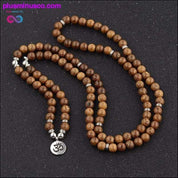 Bracelet tibétain multicouche 108 perles de bois Lotus OM - plusminusco.com