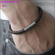 Multi-layer Braided Black Leather Stainless Steel Magnetic - plusminusco.com