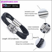 Multi-layer Braided Black Leather Stainless Steel Magnetic - plusminusco.com
