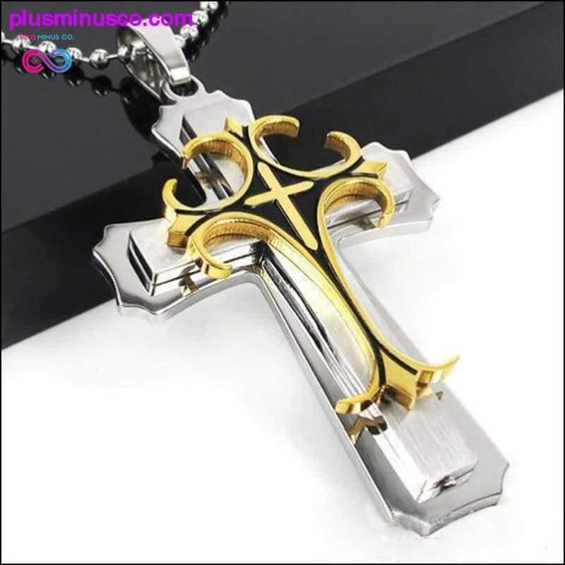 Vícevrstvý přívěsek s křížovým náhrdelníkem pro muže, nerezová ocel - plusminusco.com