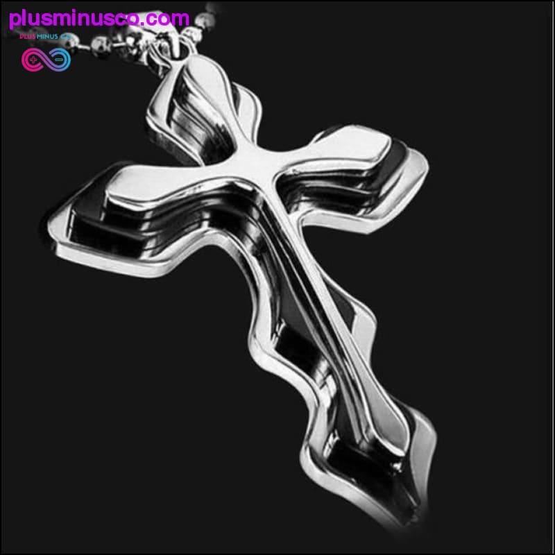 Багатошаровий чоловічий кулон у вигляді намиста з хрестом, нержавіюча сталь - plusminusco.com