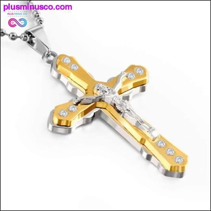 Večslojni obesek iz ogrlice s križem za moške, iz nerjavečega jekla - plusminusco.com