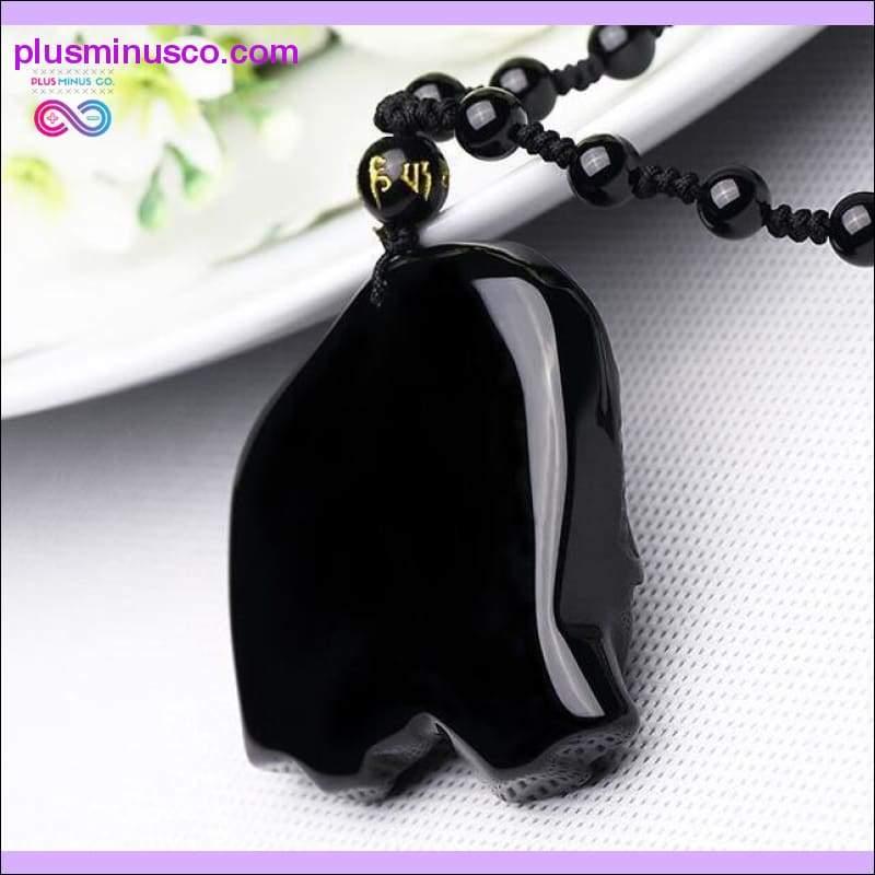 Naturlig svart obsidian håndskåret skrubbeelefantanheng - plusminusco.com