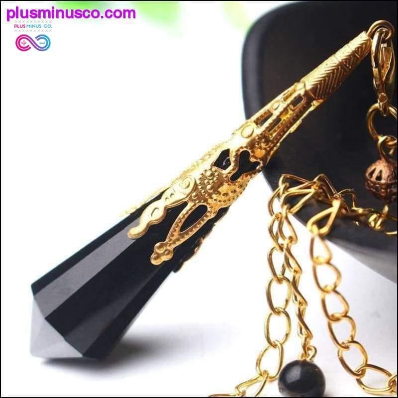 Naravna ogrlica z obeskom reiki Chakra Healing iz črnega obsidijana - plusminusco.com