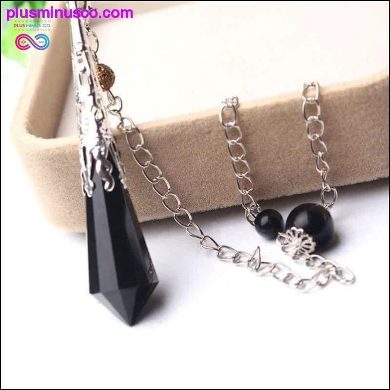 Natural Black obsidian reiki Chakra healing pendant necklace - plusminusco.com