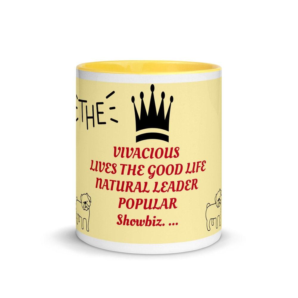 Natural leader, popular, showbiz, lives the good life, Leo qualities mug with Color Inside ideal gift for August born leo, Leo Sign Mug, - plusminusco.com