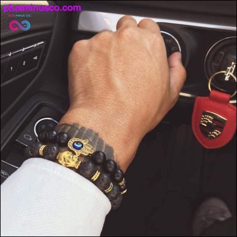 Natural Stone Black Lava Beads Bracelet - plusminusco.com