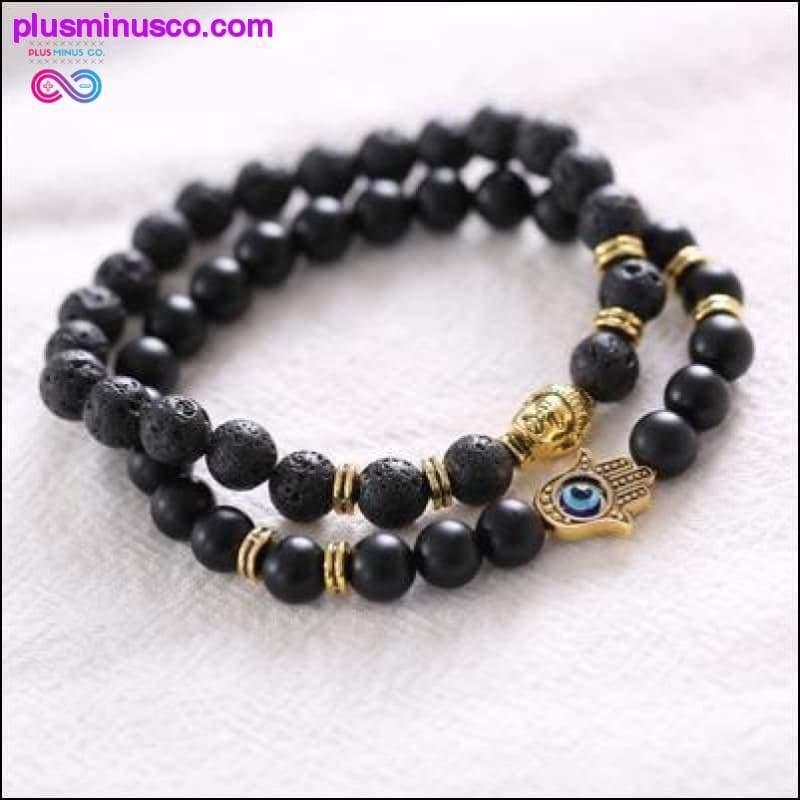 Natural Stone Black Lava Beads Bracelet - plusminusco.com