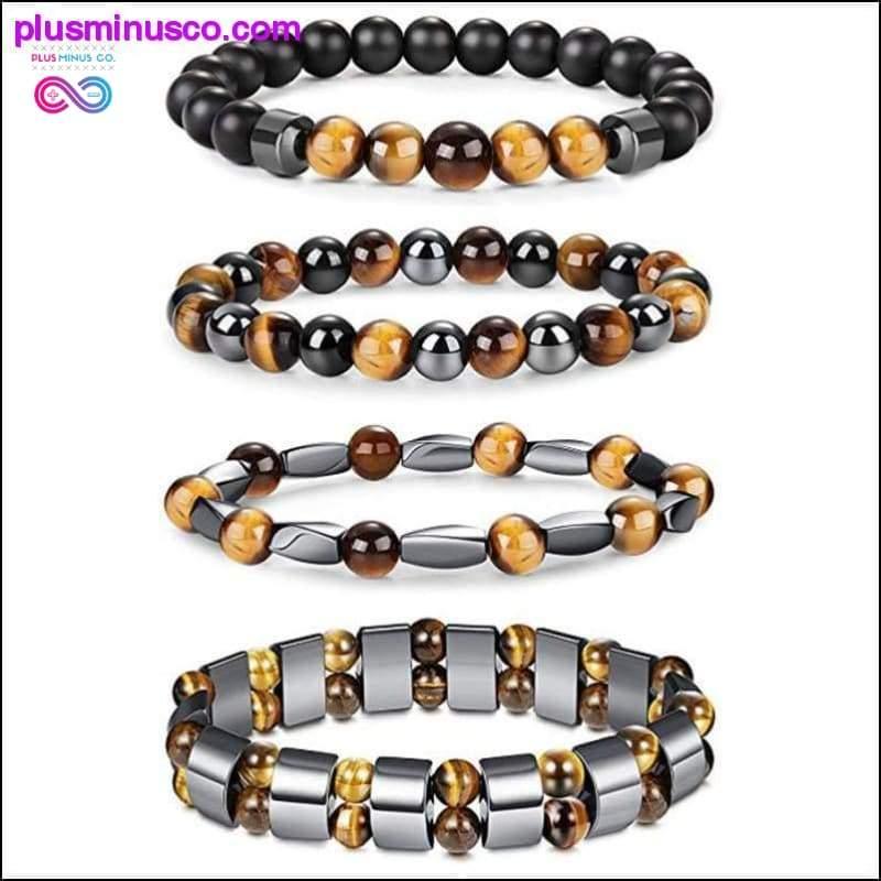 Natural Tiger Eye Hematite Men Bracelets Set Magnetic Health - plusminusco.com