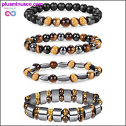 Natural Tiger Eye Hematite Men Bracelets Set Magnetic Health - plusminusco.com