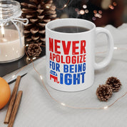 Ne vous excusez jamais d'avoir raison Mugs Cadeaux républicains, cadeau de tasse d'éléphant républicain pour républicain, papa républicain, éléphant blanc drôle - plusminusco.com