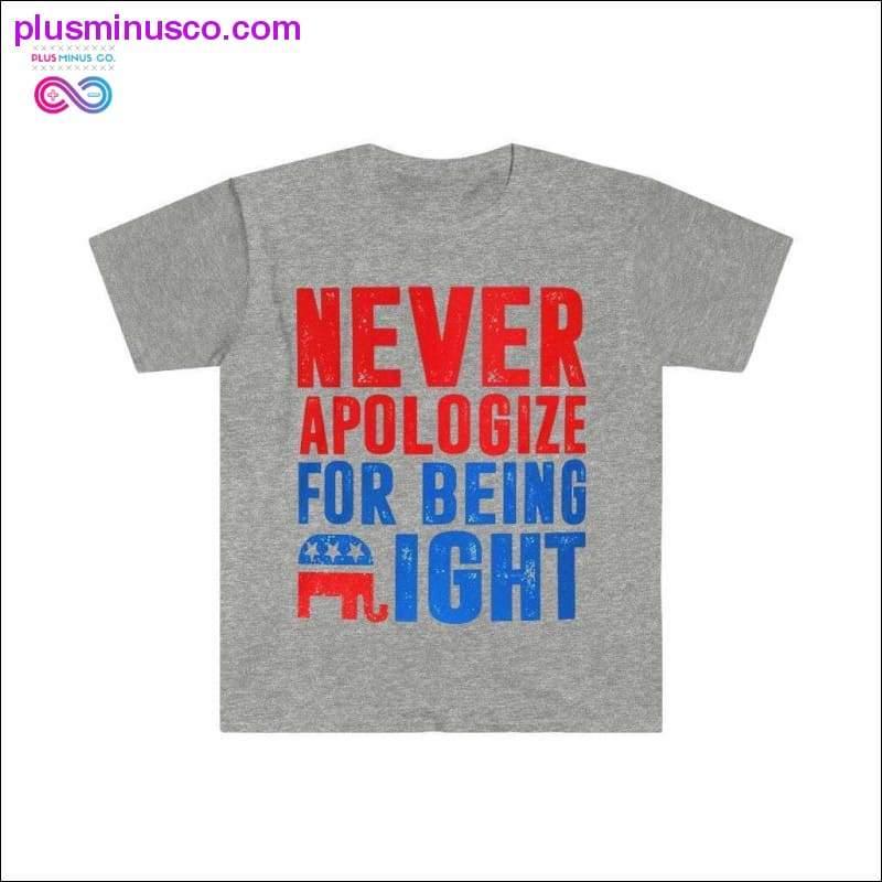 Never Apologize For Being Right T-Shirt - plusminusco.com