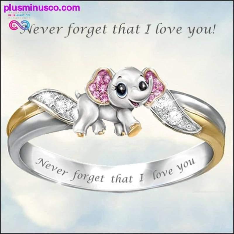 Strieborný roztomilý ružový kryštál slona „Nikdy nezabudnem, že ťa milujem“ – plusminusco.com