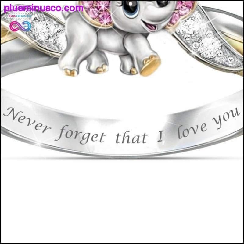"Vergeet nooit dat ik van je hou" Zilver Schattig Roze Olifant Kristal - plusminusco.com