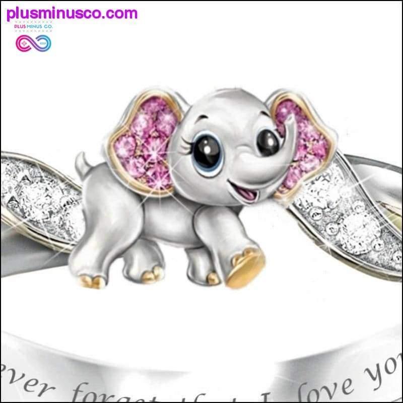"Never Forget I Love You" Silver Cute Pink Elephant Crystal - plusminusco.com