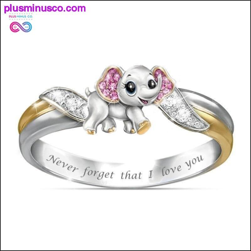「Never Forget I Love You」シルバー キュート ピンク エレファント クリスタル - plusminusco.com