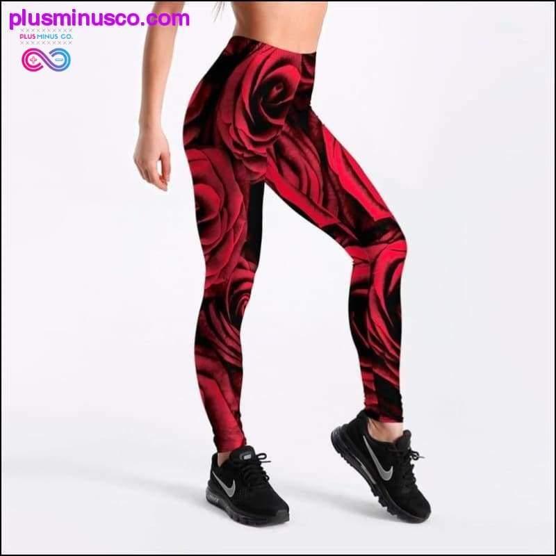Novità Leggings elastici da donna con stampa rosa rossa 2018 Blu Verde 3D - plusminusco.com