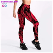 New 2018 Red Rose Print Elastic Women Leggings Blue Green 3D - plusminusco.com