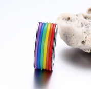 Ny 2020 högkvalitativt rostfritt stål LGBTQIA+ Rainbow Ring - plusminusco.com
