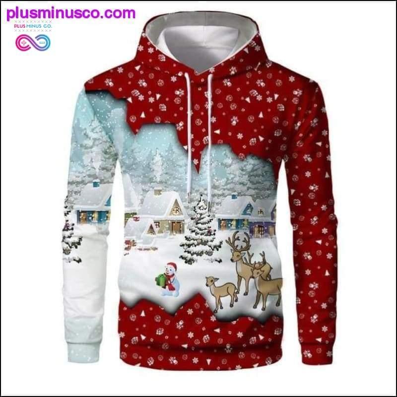 새로운 크리스마스 후드티 남성 3D 산타클로스와 눈사람 나무 - plusminusco.com