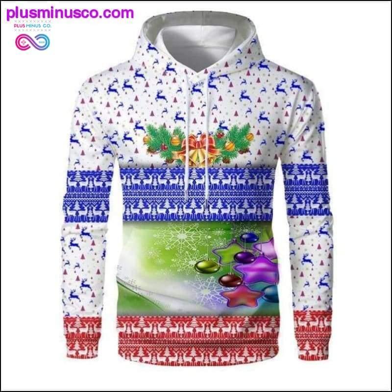 Nove božićne majice s kapuljačom za muškarce 3D stabla Djeda Mraza i snjegovića - plusminusco.com