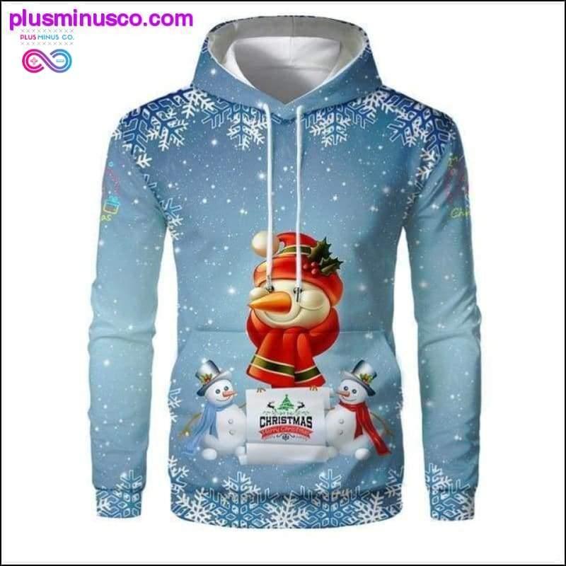 Nouveaux sweats à capuche de Noël pour hommes 3D Père Noël et arbres de bonhomme de neige - plusminusco.com