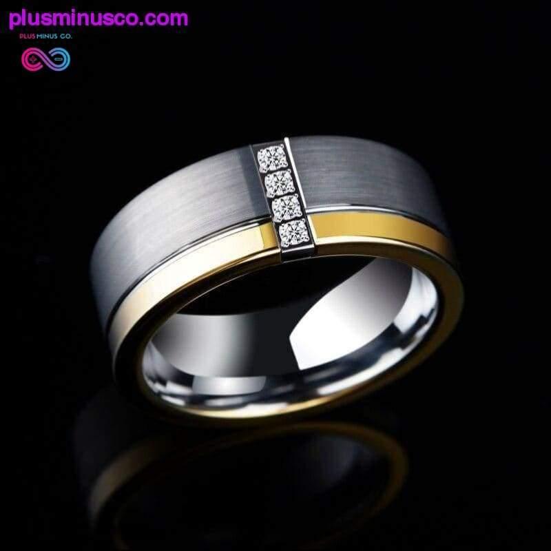 Новий дизайн, ширина 8 мм, срібло/золото, двоколірний карбід вольфраму - plusminusco.com