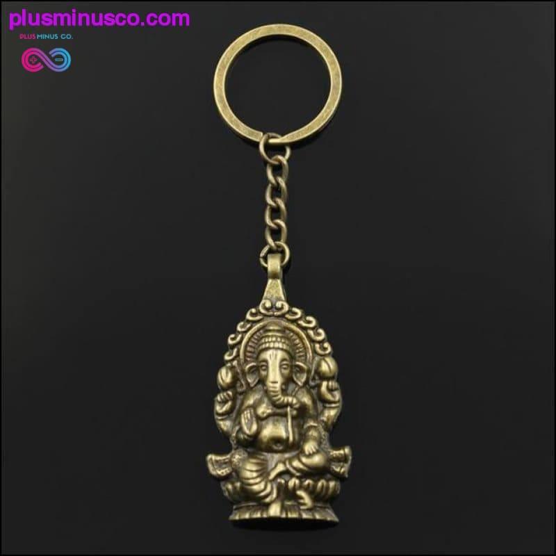 Neuer modischer Schlüsselanhänger 62x32mm Ganesha Buddha Elefant - plusminusco.com