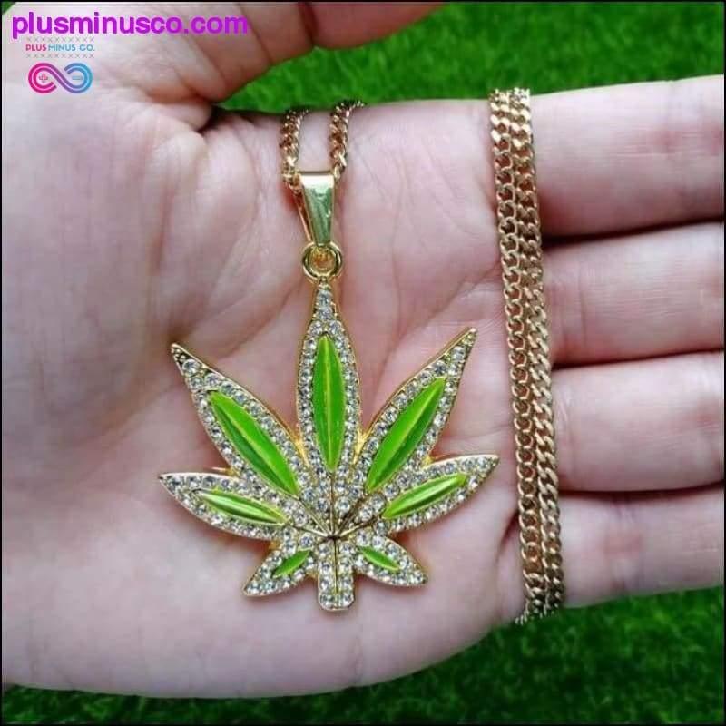 New Hip Hop Enamel Leaf Pendant Necklace Jewelry 24inch - plusminusco.com