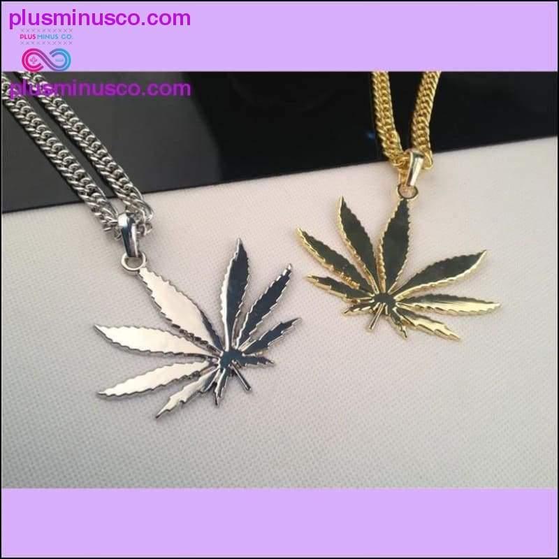 NEW Iced Out Golden WEED Marijua Leaf Pendant Necklace Chain - plusminusco.com