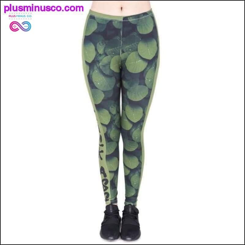 New leggins mujer Green Leafs Printing legging fitness - plusminusco.com