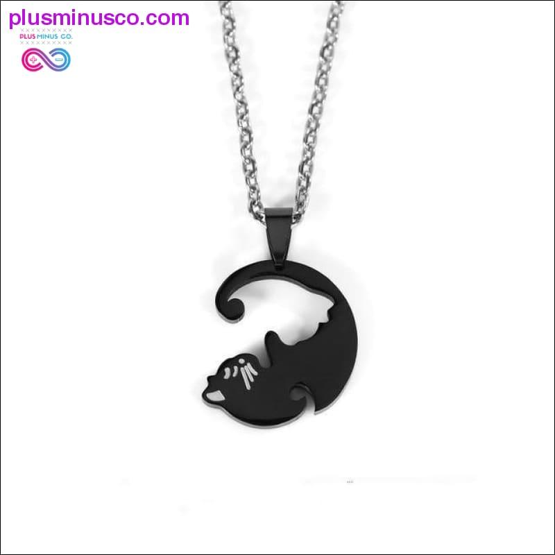 Nova ljubavna mačka, privjesak, ogrlica za par, modno kreativna, 2 komada ogrlica od titanijskog čelika, crno-bijeli zagrljaj mačića, okrugli spojeni privjesci, ogrlica za par, korejski, yin yang nakit - plusminusco.com