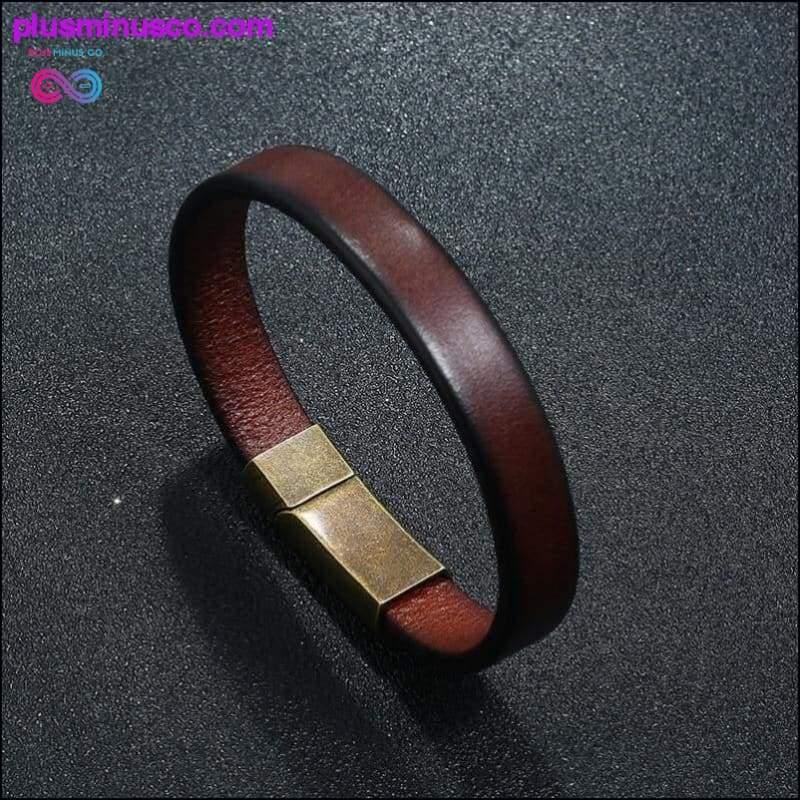Новые мужские украшения, коричневый плетеный кожаный браслет в стиле панк для мужчин - plusminusco.com