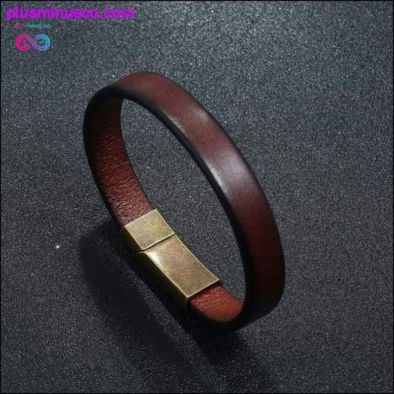 Нові чоловічі ювелірні вироби в стилі панк, коричневий плетений шкіряний браслет для чоловіків - plusminusco.com