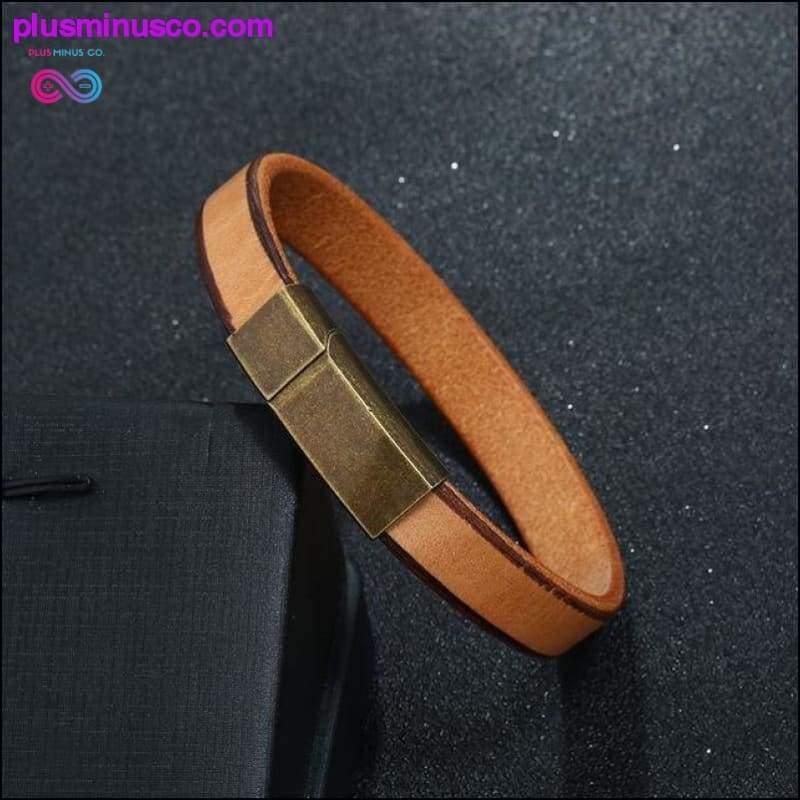 Нові чоловічі ювелірні вироби в стилі панк, коричневий плетений шкіряний браслет для чоловіків - plusminusco.com