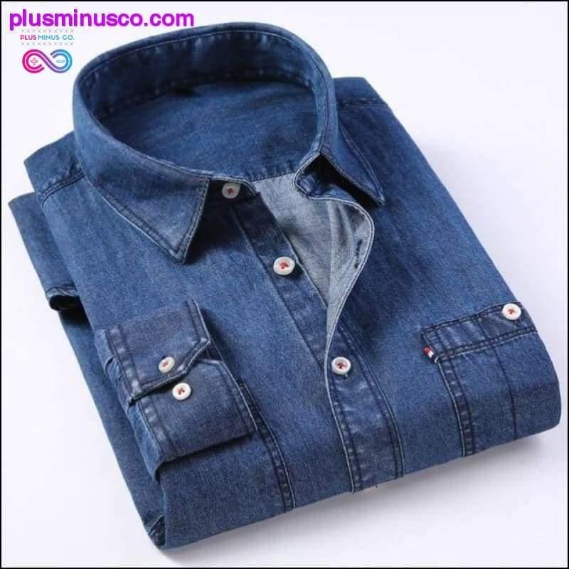 Нова мъжка дънкова риза Модна ежедневна спортна чист 100% памук - plusminusco.com