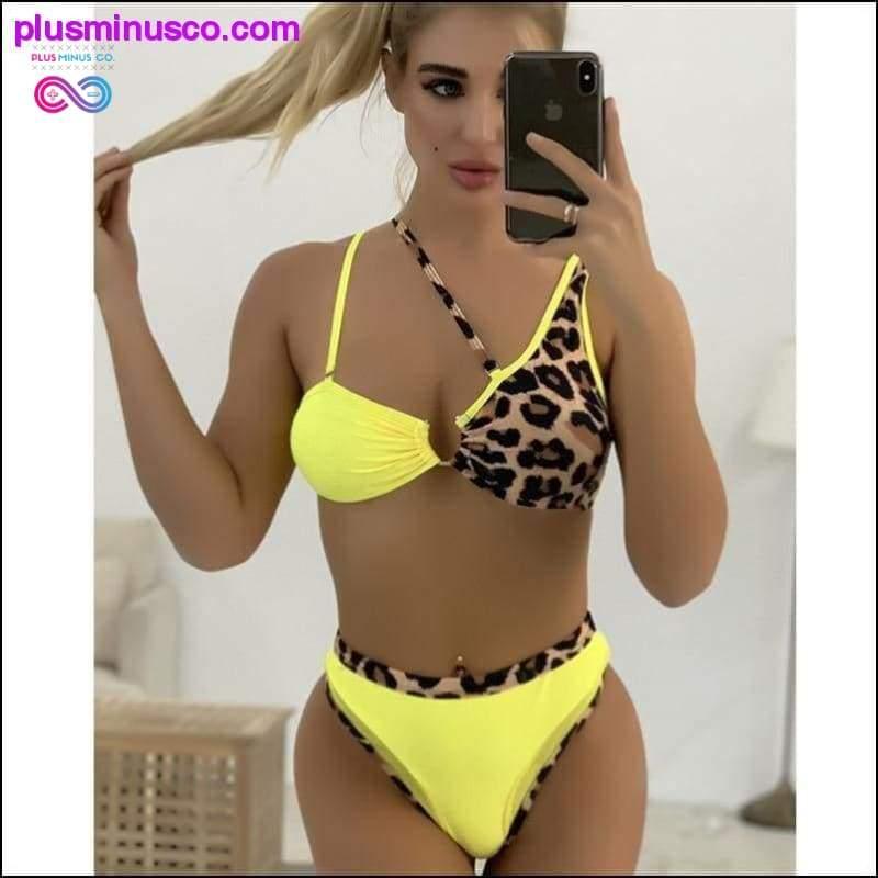 Nov seksi komplet bikini z visokim pasom Mesh Patchwork za plažo - plusminusco.com