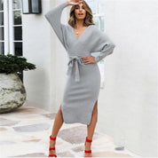 New Sexy Autumn V Neck With Cross Belt Sweater Knitted Women - plusminusco.com