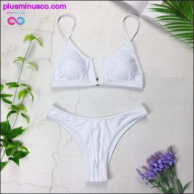 Nové Sexy Bandeau Bikini Plavky s výstrihom do V Push Up plavky - - plusminusco.com