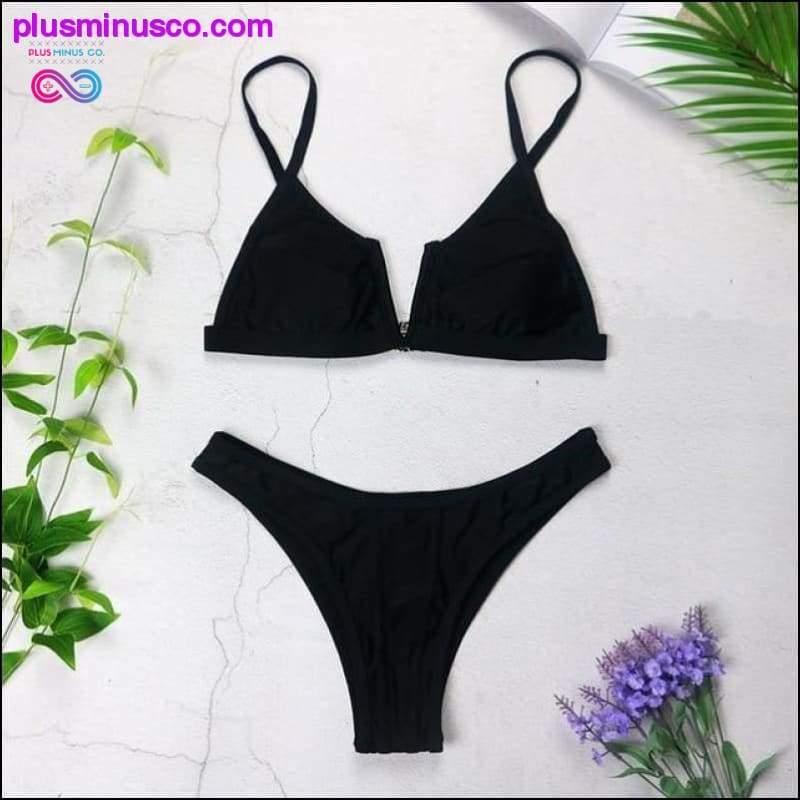 New Sexy Bandeau Bikini V Neck Swimsuits Push Up Swimwear - - plusminusco.com