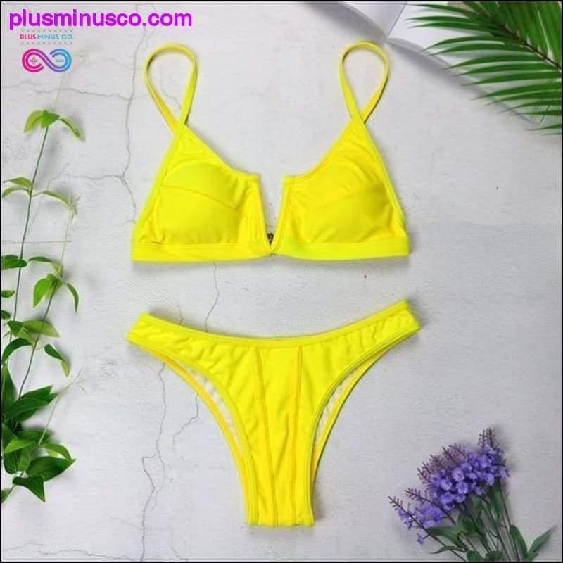 Nové Sexy Bandeau Bikini Plavky s výstřihem do V Push Up plavky - - plusminusco.com