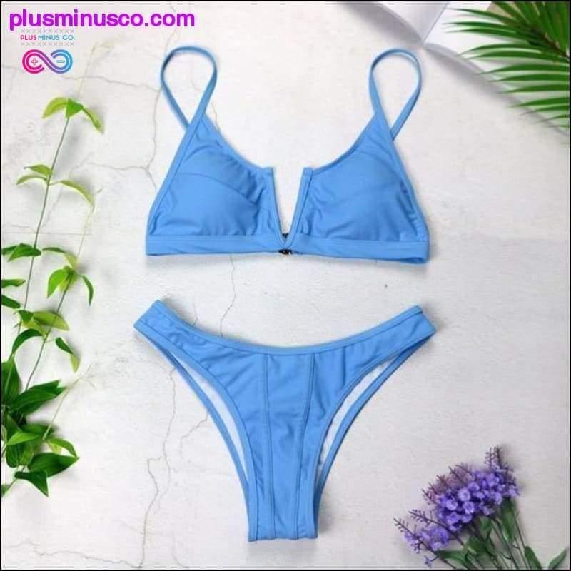 New Sexy Bandeau Bikini V Neck Swimsuits Push Up Swimwear - - plusminusco.com