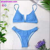 Nowe seksowne stroje kąpielowe typu bikini bandeau z dekoltem w kształcie litery V, stroje kąpielowe push up - - plusminusco.com