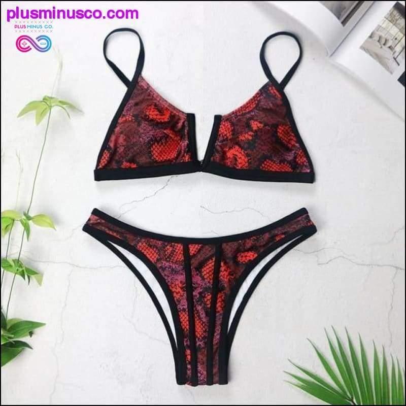 New Sexy Bandeau Bikini V Neck Swimsuits Push Up Swimwear - - plusminusco.com