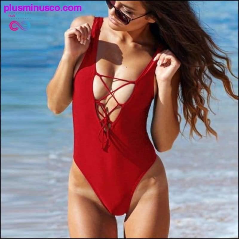Nowy seksowny strój kąpielowy Monokini z paskami, jednoczęściowy strój kąpielowy - plusminusco.com