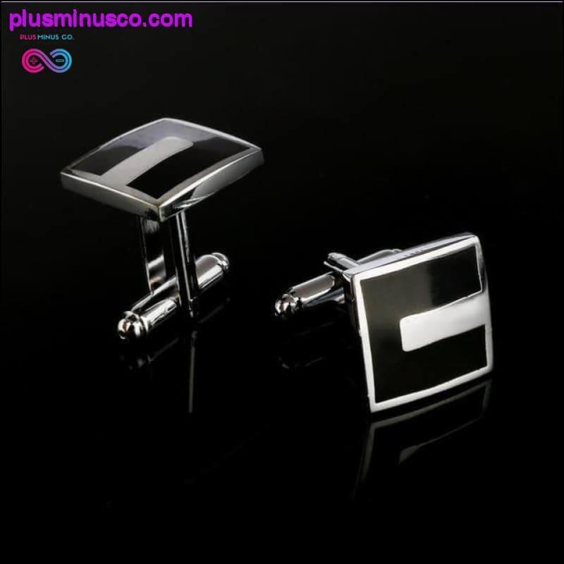 New Simple Style Black Rectangle Cufflinks Mens Shirt - plusminusco.com