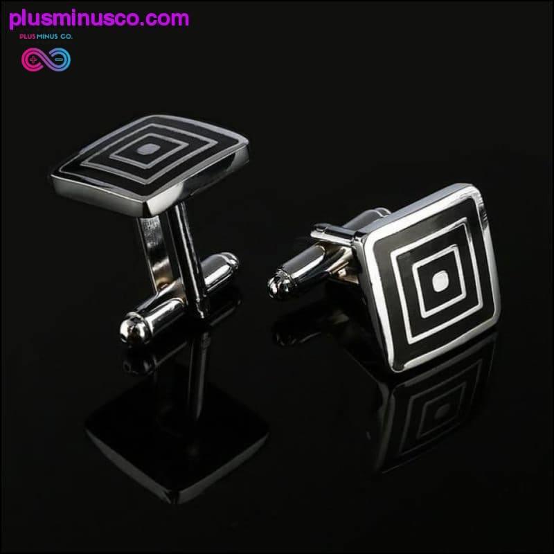 New Simple Style Black Rectangle Cufflinks Mens Shirt - plusminusco.com