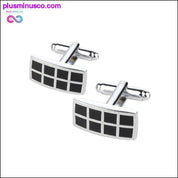 新しいシンプルなスタイルの黒の長方形カフリンクス メンズ シャツ - plusminusco.com